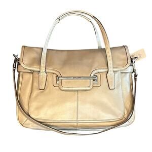 COACH Purse Leather Taylor Marin Flap Satchel Handbag Shoulder Bag Champ. Gold